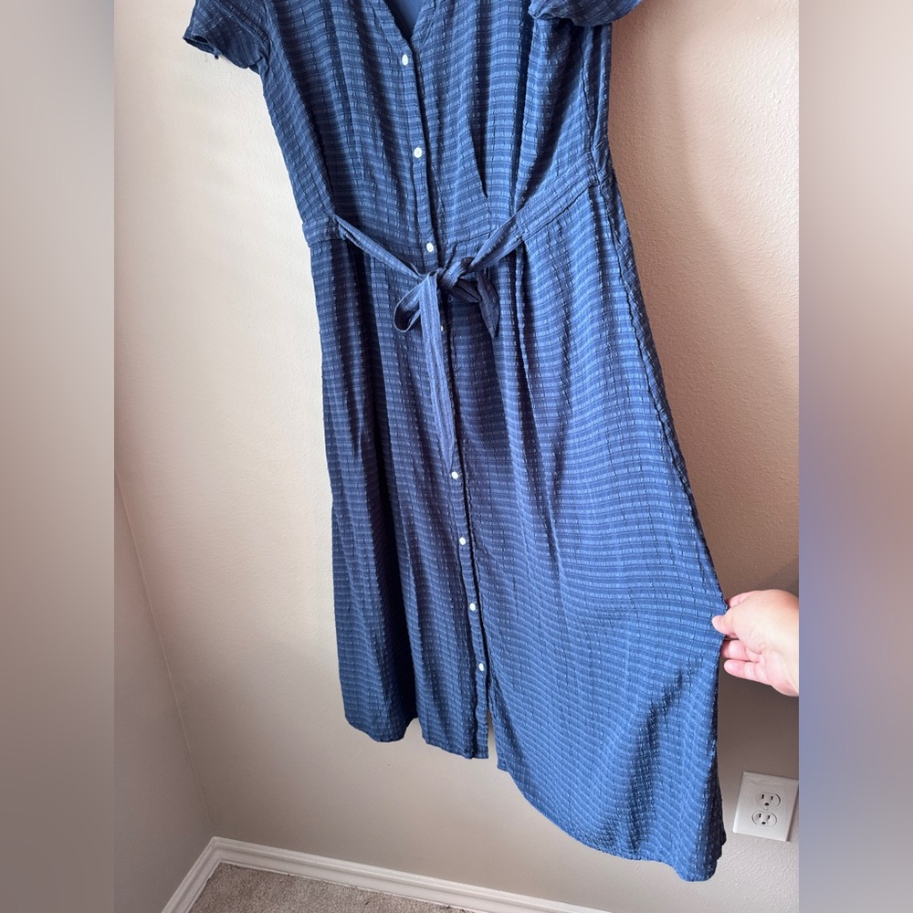 LOFT Navy Textured Midi Dress - Picture 5 of 9